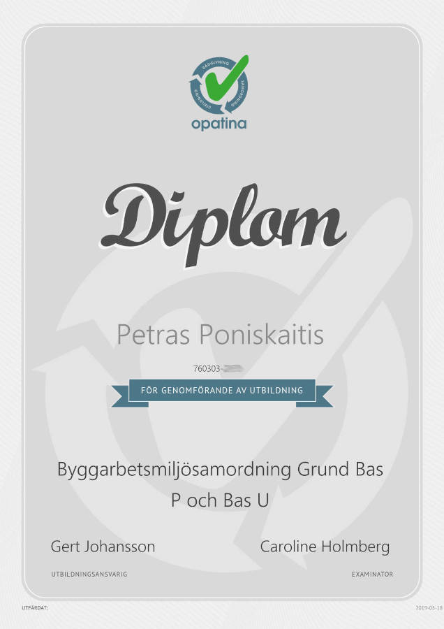 Byggarbetsmiljösamordning Grund Bas P och Bas U