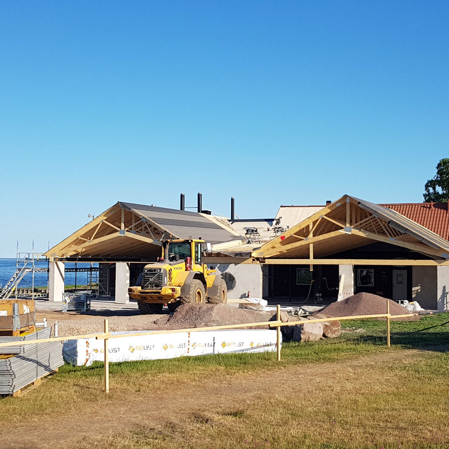 Byggarbete på serveringen sv Näbbens rökeri och fisk