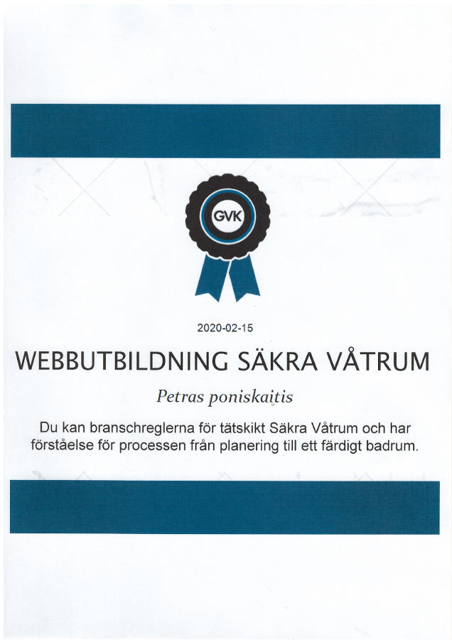 Webbutbildning Säkra Våtrum